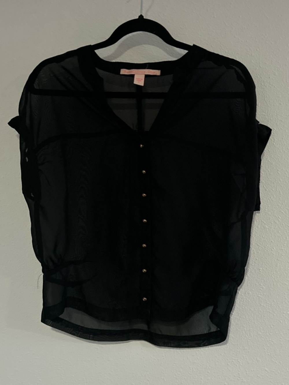 Rebellious One Black Sheer Button-Up Blouse